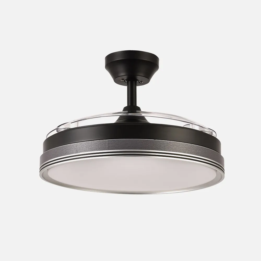 Ventilador Dc Escarcha Negro/gris 72w 3aspas Desplegables 107d 7200lm 6vel 3000k,4500k,6000k, Remoto+temporizador+memoria