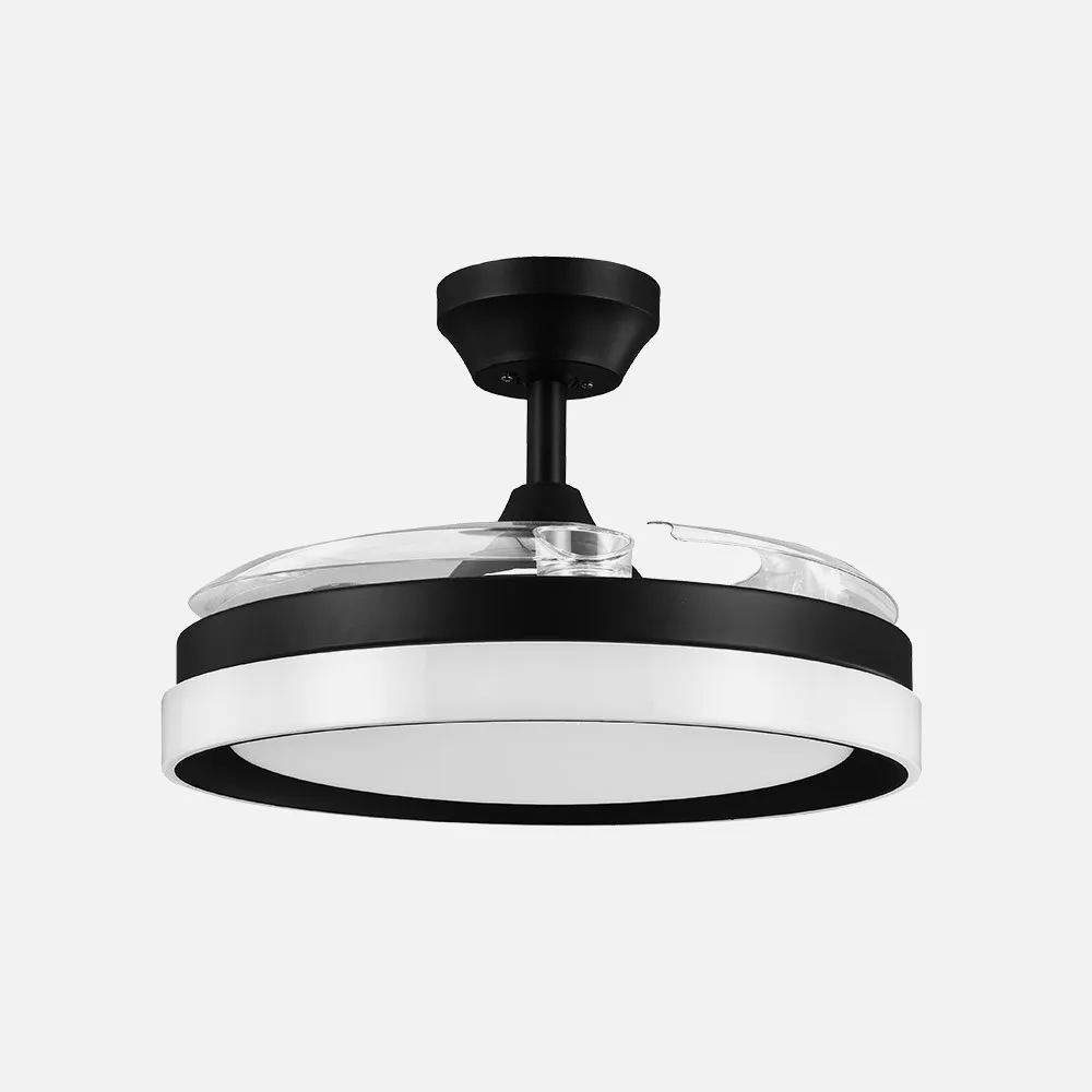 Ventilador Dc Zenit Negro 72w 3aspas Desplegables 107d 7200lm 6vel 3000k,4500k,6000k, Remoto+temporizador+memoria