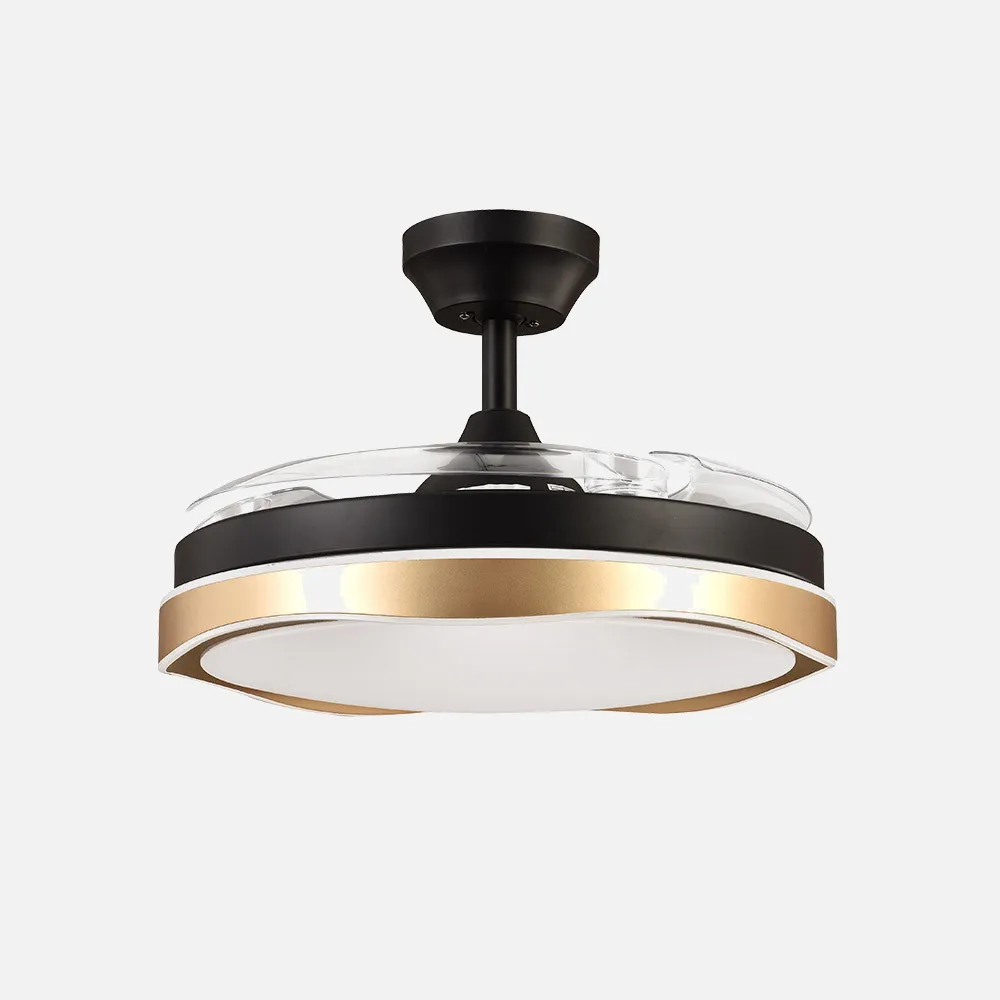 Ventilador Dc Blondi Negro/oro 72w 3aspas 107d 7200lm 6vel 3000k,4500k,6000k, Remoto+temporizador+memoria