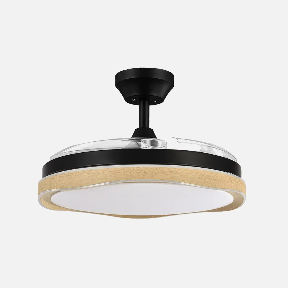 Ventilador Dc Blondi Negro/madera 72w 3aspas107d 7200lm 6vel 3000k,4500k,6000k Remoto+temporizador+memoria