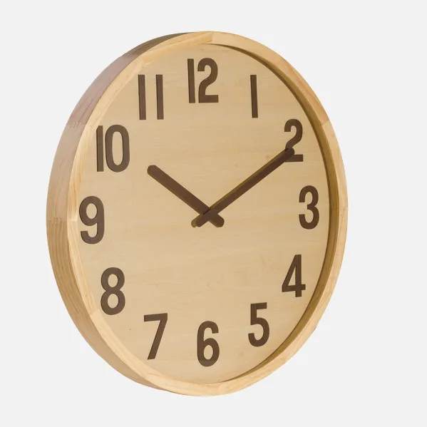 Reloj De Pared Borgoña Madera Clara 60x60x5cm Movimiento Continuo