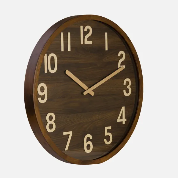 Reloj De Pared Borgoña Madera Oscura 60x60x5cm Movimiento Continuo