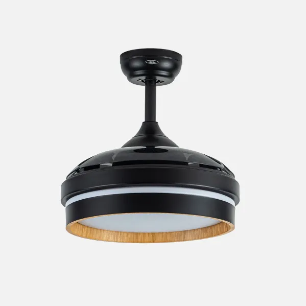 Ventilador Dc Nalon 48w Negro/madera oscura 3aspas 91d 4800lm 3000-4500-6000k Remoto+memoria+temporizador