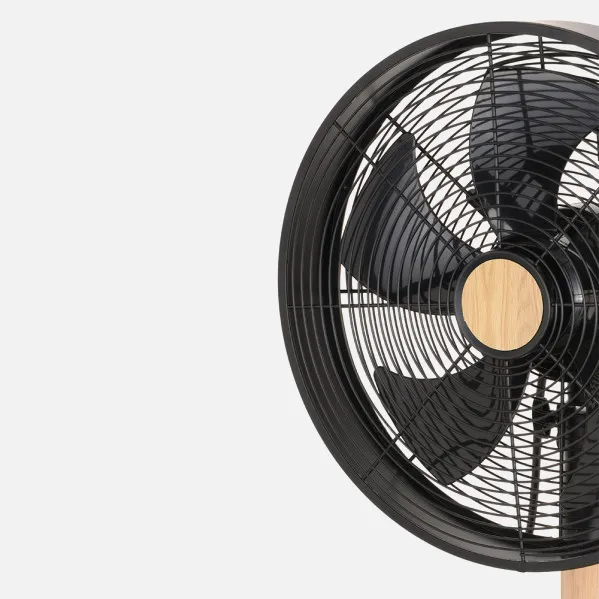 Ventilador Sobremesa Falcon Negro/haya 3vel.45w 5 Asp. Oscilante Y Rotatorio 59x35x28cm