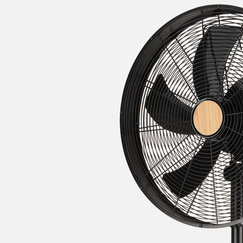 Ventilador De Pie Falcon Negro/haya 3vel.50w.5aspas Oscilante Y Rotatorio Regx45x37cm