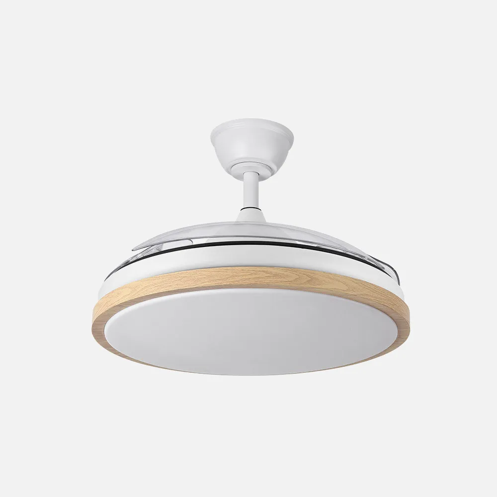 Ventilador Dc Evros 72w 6120lm Blanco/haya 107d 3asp.despegables 3000-4000-6000k Remoto+reg.intensidad+temporizador+memoria