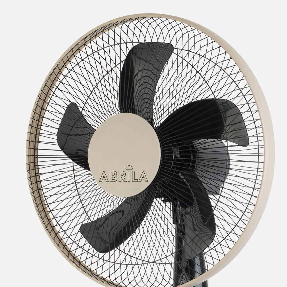 Ventilador De Pie Belmonte Negro/beis 3 Vel.45w 5aspas Orientable, Fijo y Rotatorio Regx43x40 Cm