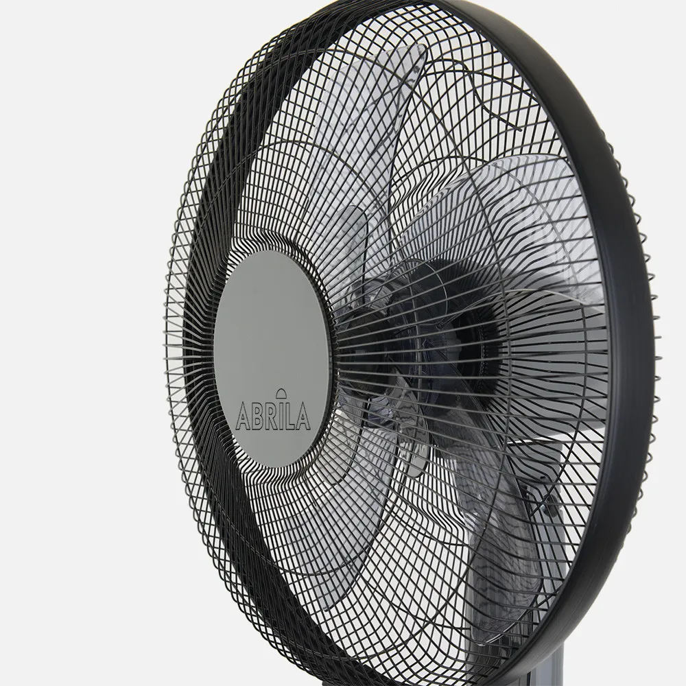 Ventilador De Pie Borlon Negro/gris 3 Vel.55w 5x2aspas Orientable+ Remoto+ Temporizador Regx43x40 Cm