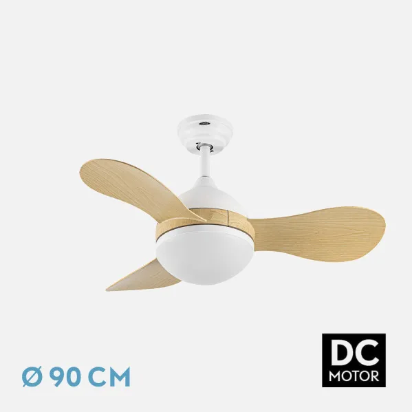 Ventilador Dc Solido 24w Blanco 3aspas Haya 91d 2640lm 3000-4000-6500k Remoto+memoria+temporizador