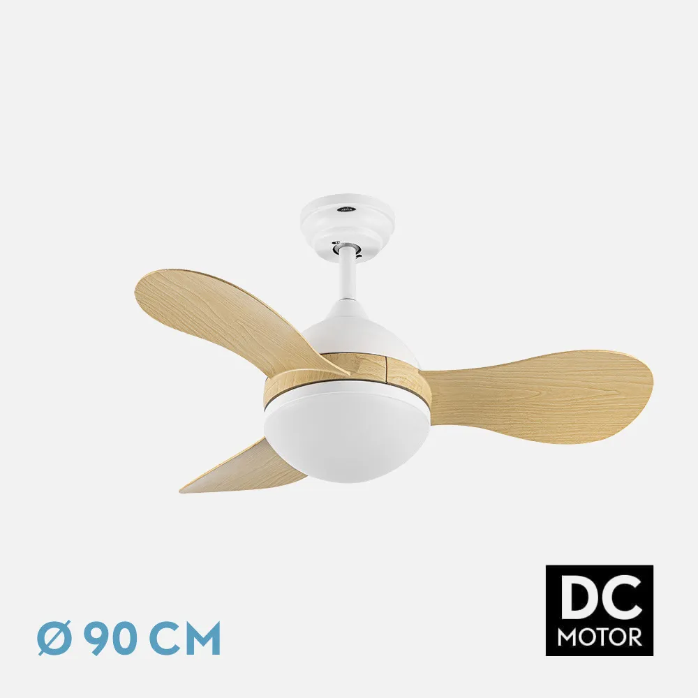 Ventilador Dc Solido 24w Blanco 3aspas Haya 91d 2640lm 3000-4000-6500k Remoto+memoria+temporizador