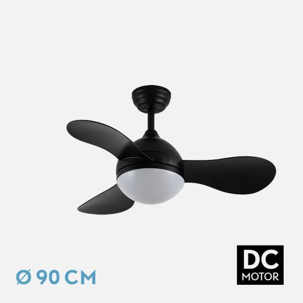Ventilador Dc Solido 24w Negro 3aspas 91d 2640lm 3000-4000-6500k Remoto+memoria+temporizador