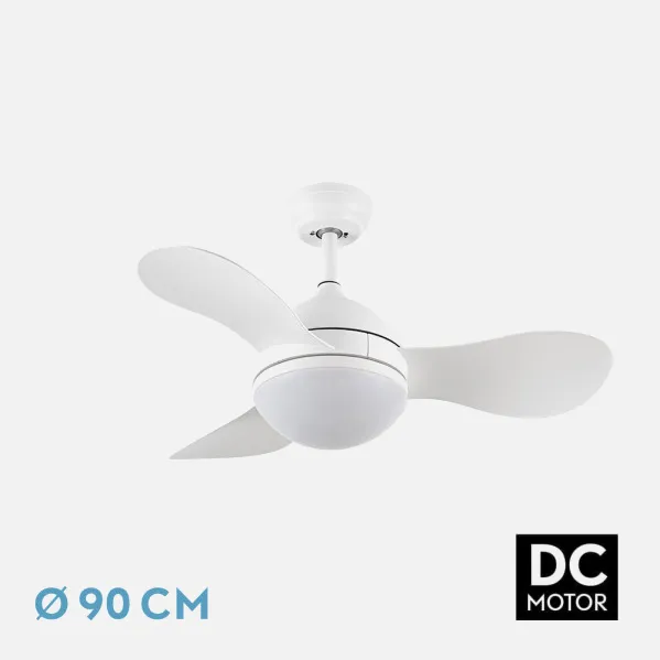 Ventilador Dc Solido 24w Blanco 3aspas 91d 2640lm 3000k,4000k,6500k Remoto+memoria+temporizador