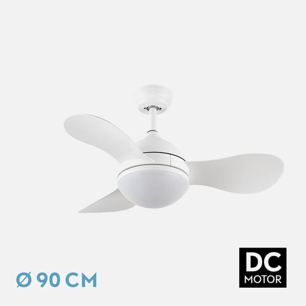 213591301 - Ventilador Dc Solido 24w Blanco 3aspas 91d 2640lm 3000k,4000k,6500k Remoto+memoria+temporizador