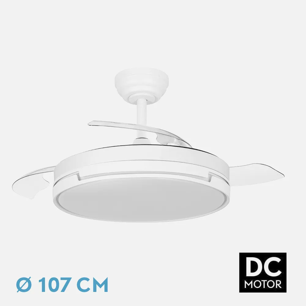 212591301 - Ventilador Dc Papiro 59w Blanco 3aspas desp.107d 6980lm 3000k,4000k,6000k Remoto+ Memoria+ Temporizador