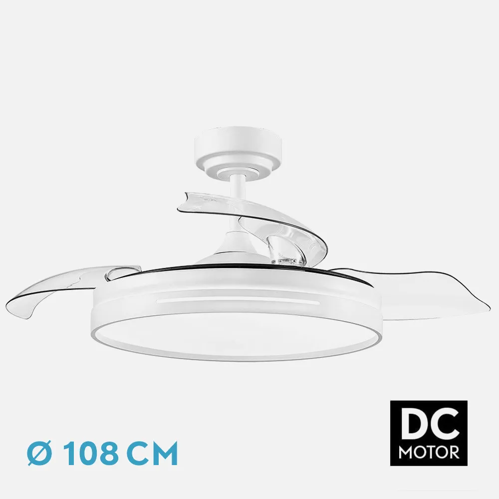 186091401 - Ventilador DC 72w Micenas Blanco 3 Aspas Transp. 108d 6 Veloc. 7200lm 3 Colores  C/remoto, Reg.intensidad, Memoria Y Temporiz.25