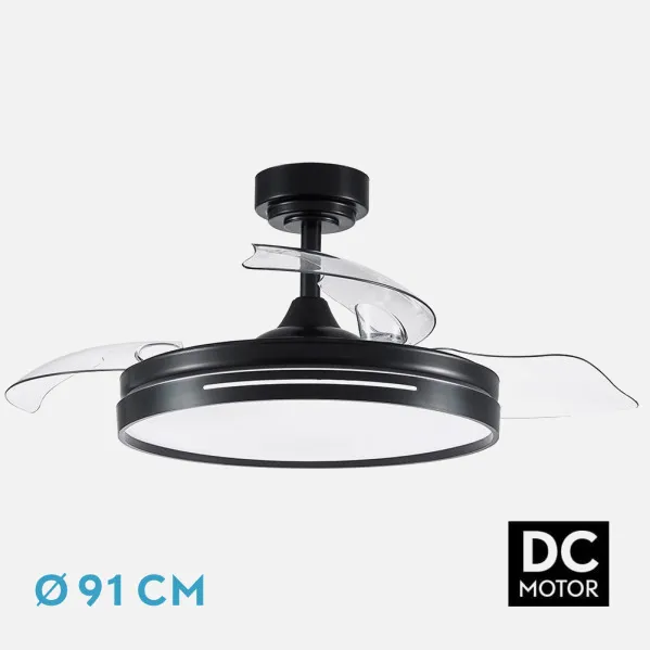 Ventilador Dc 48w Micenas Negro 3asp.91d 6velocidades 4800 Lm 3000-4000-6000k Remoto+memoria+temporizador 24