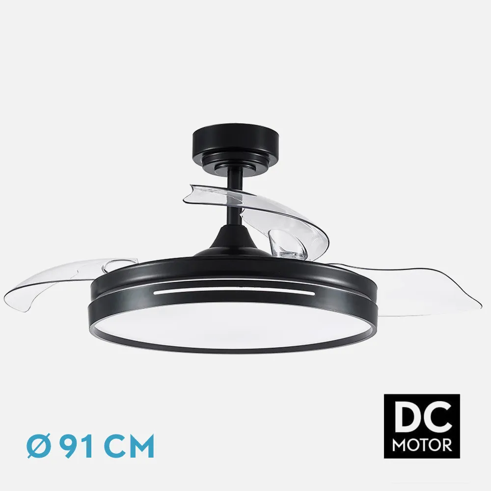 186099009 - Ventilador Dc 48w Micenas Negro 3asp.91d 6velocidades 4800 Lm 3000-4000-6000k Remoto+memoria+temporizador 24