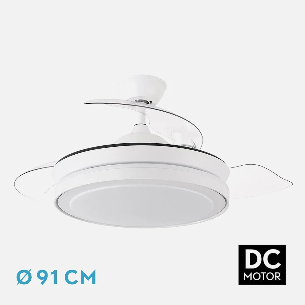184799001 - Ventilador Dc Esparta Mini Blanco 72w 6120lm 3asp.desp 91d 3000-4000-6000k Remoto+temporizador+memoria
