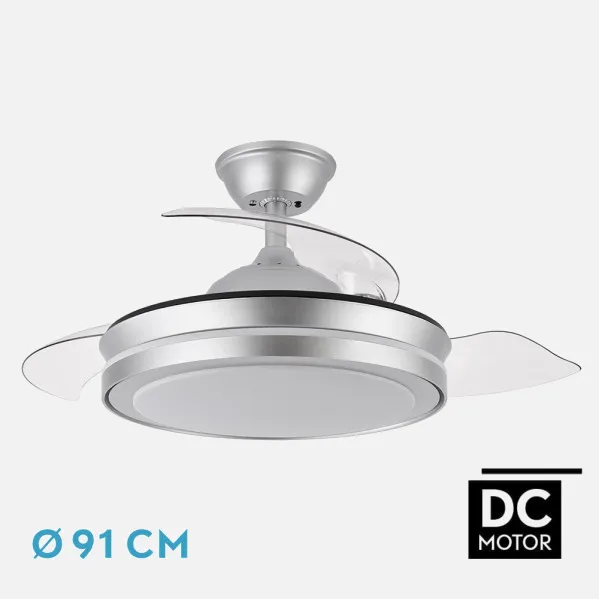 Ventilador Dc Esparta Mini Plata 72w 6120lm 91d 3asp.d Esp.3000-4000-6000k Remoto+tempor+memori