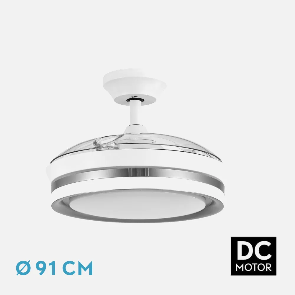 Ventilador Dc Viper Blanco/plata 48w 3aspas 91d 4800lm 6vel 3000k,4500k,6000k, Remoto+temporizador+memoria