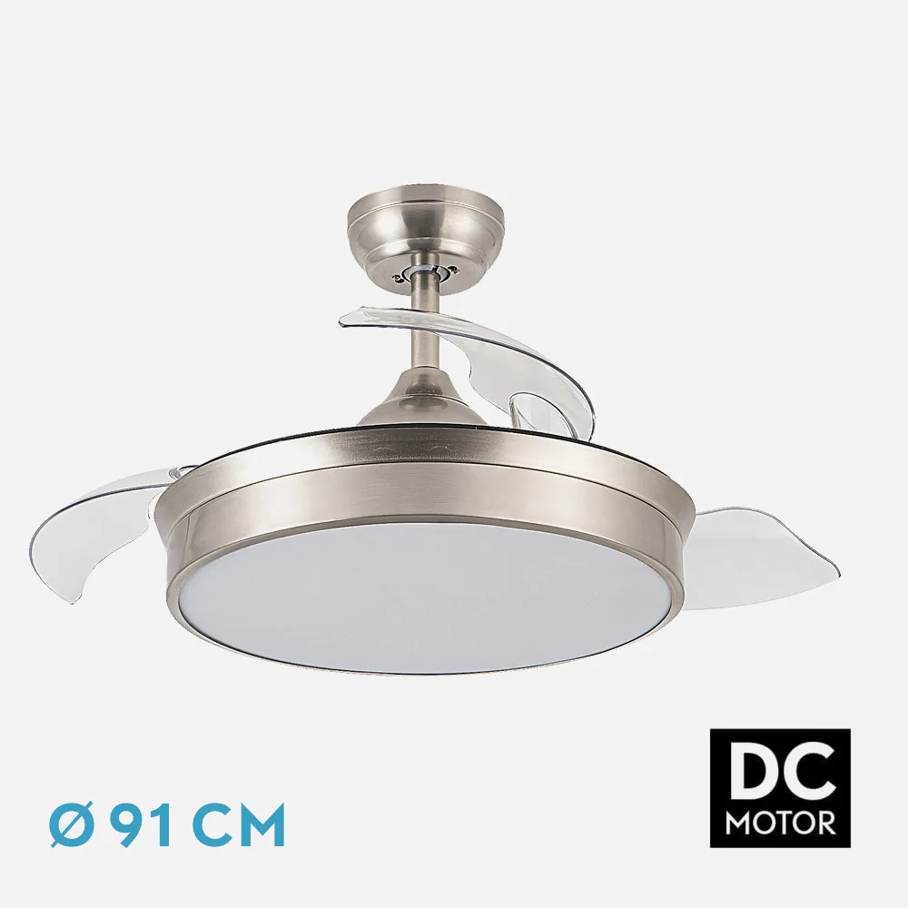 Ventilador Dc Cala Niquel 48w 4800lm 3asp.desp 91d 6 Velocidades 3000-4000-6000k Remoto+temporiza+memoria