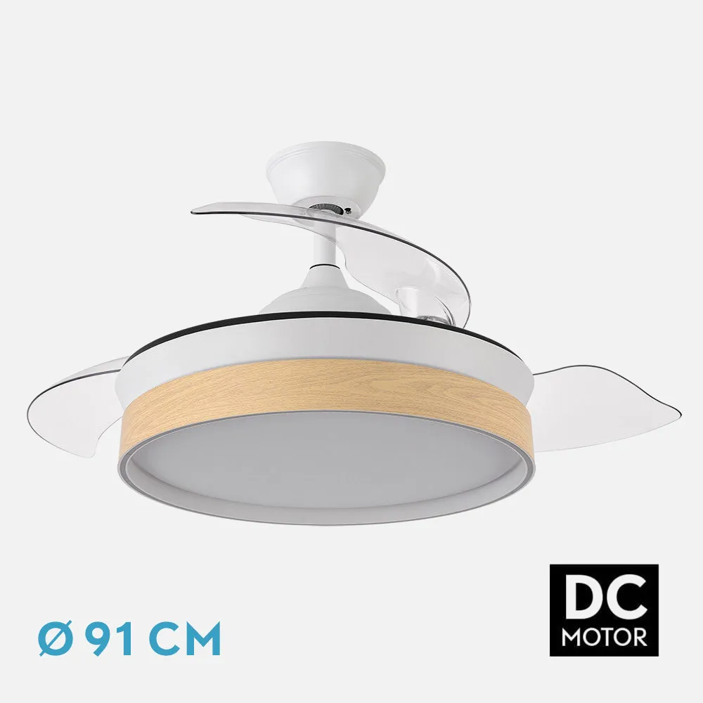 207099068 - Ventilador Dc Iglu Blanc/hay 72w 6120lm 91d 3asp.desplegables 3000-4000-6000k Remoto, Temporizador, Memoria