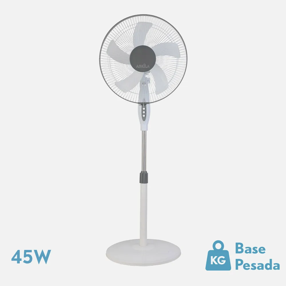 213841001 - Ventilador De Pie Belmonte Blanco/gris 3 Vel.45w 5aspas Orientable, Fijo Y Rotatorio Regx43x40 Cm
