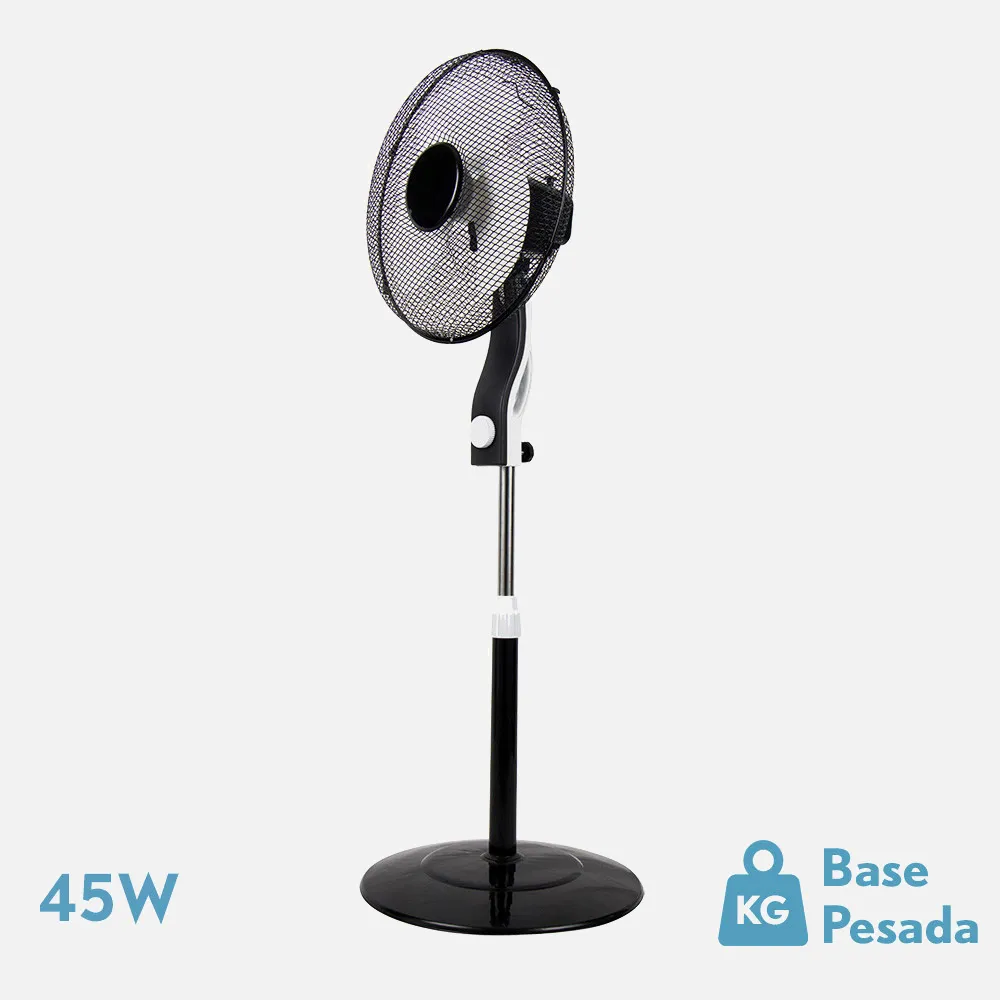 214141026 - Ventilador De Pie Magico Negro/blanco 3 Vel.45w 3aspas Orientable Fijo Y Rotatorio Regx41x41 Cm