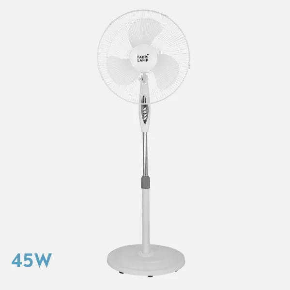 Ventilador De Pie Bise Blanc 3 Vel 45w Regx43x40cm Oscilante 3 Aspas Blancas C/remoto Y Temporizador