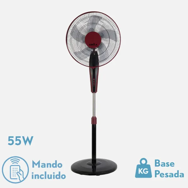 Fan Of Foot Borlon Black/burdeos 3 Vel.55w 5x2 sails Adjustable+ Remote+ Timer Regx43x40 Cm