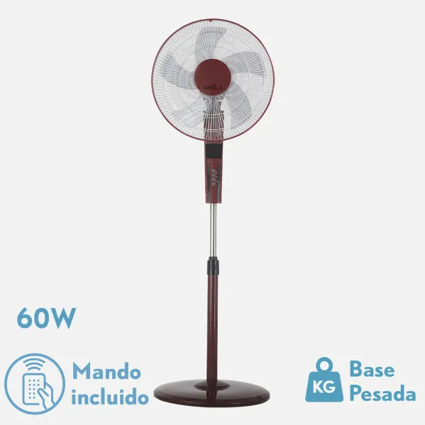 Ventilador De Pie Rayo Burdeos/ng.3 Vel.60w.5 Asp 43d C/ Remoto Y Temporizador 0,5h-7,5h