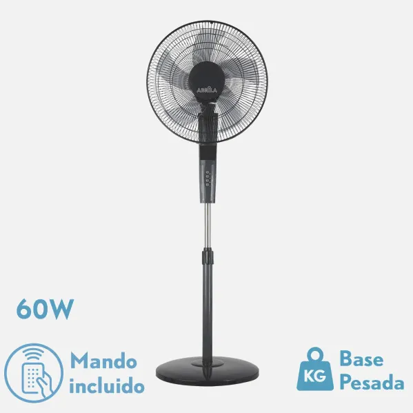 Ventilador De Pie Rayo Gris/negro 3 Vel.60w.5 Asp 43d C/ Remoto Y Temporizador 0,5h-7,5h