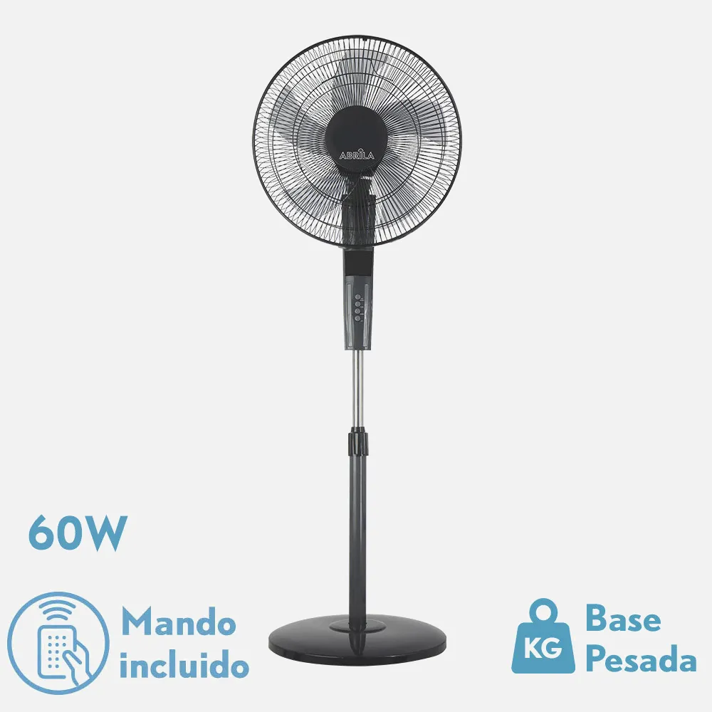 209841028 - Ventilador De Pie Rayo Gris/negro 3 Vel.60w.5 Asp 43d C/ Remoto Y Temporizador 0,5h-7,5h