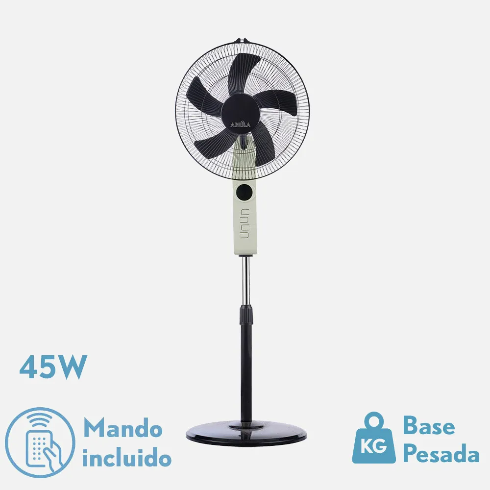 Ventilador De Pie Circus Beis/negro 3vel 45w Regx43x40cm Oscilante 5asp.c/ Remoto Y Temporizador