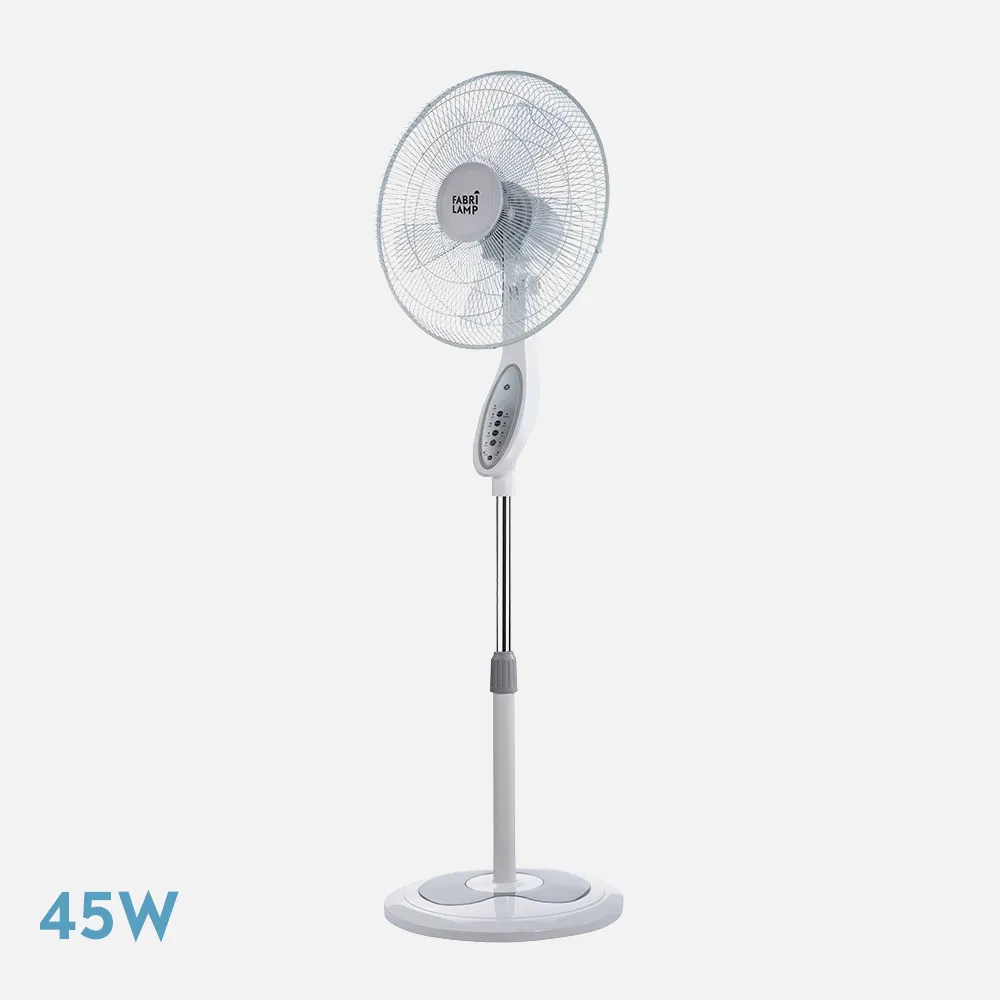 Ventilador De Pie Floxo Blanco/gris 3 Vel. 45w  C/remoto Temporizador 5 Aspas Regx44,5x40 Cm