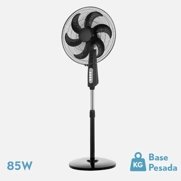 Ventilador De Pie Granizo Negro 3 Vel.85w 6aspas Orientable Regx50x43 Cm