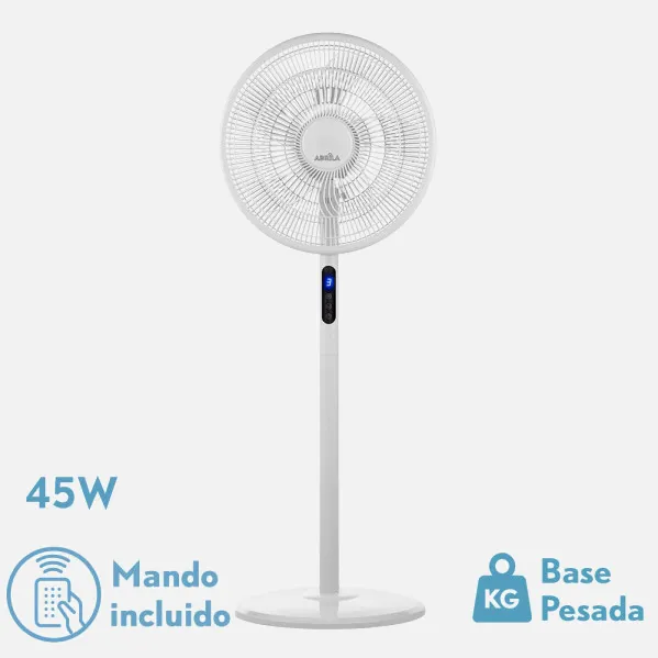 Ventilador De Pie Icono Blanc 3vel 45w  119x44x40 Cm Oscilante 5asp.c/ Remoto,temporizador