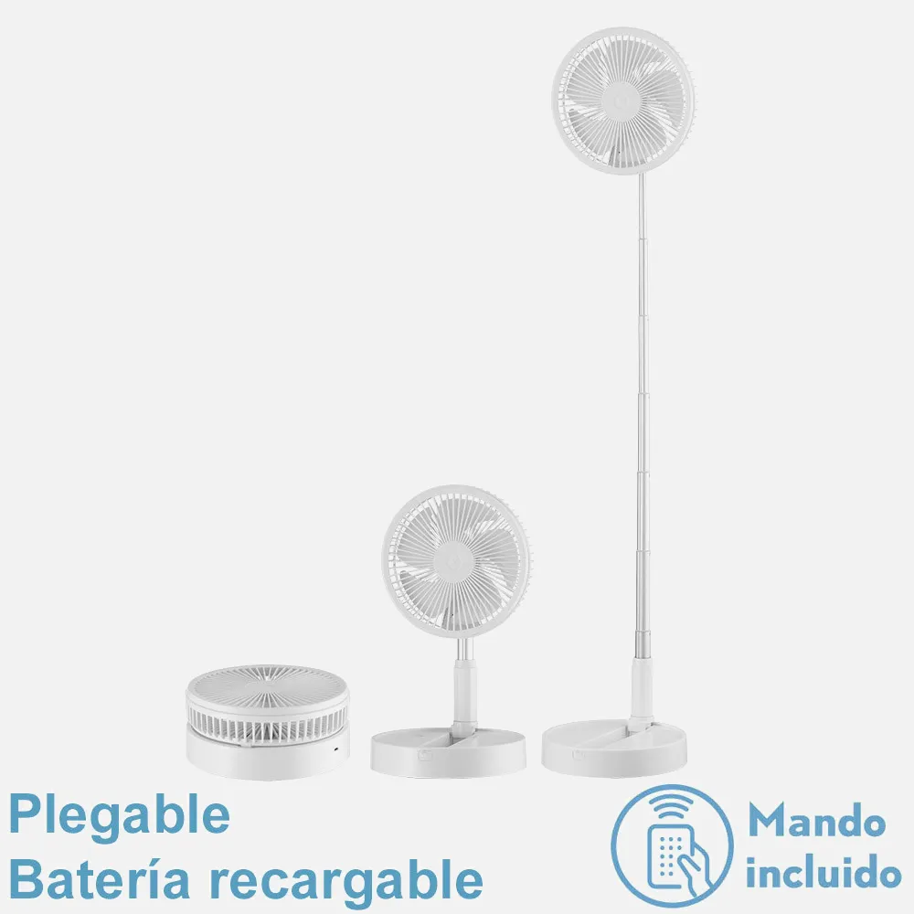 Ventilador DC Portatil Galan Blanco 10w 3vel Bateria Regx20x20cm Plegable+remoto+temporizador