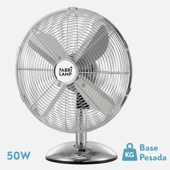 Ventilador Sobremesa Pali Cromo 50w 3 Vel 43 D Oscilante