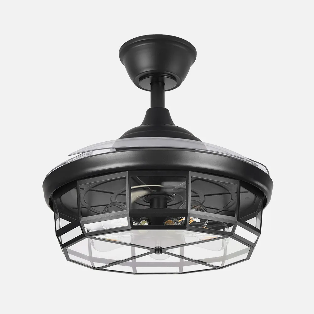 Ventilador Dc Tornado Negro 5xe27 107d 3aspas Desplegables 6velocidades C/remoto