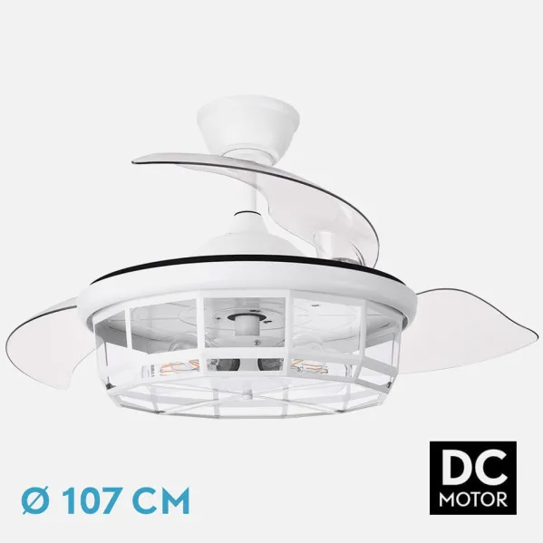 Ventilador Dc Tornado Blanco 5xe27 107d 3aspas Desplegables 6velocidades C/remoto Y Temporizador