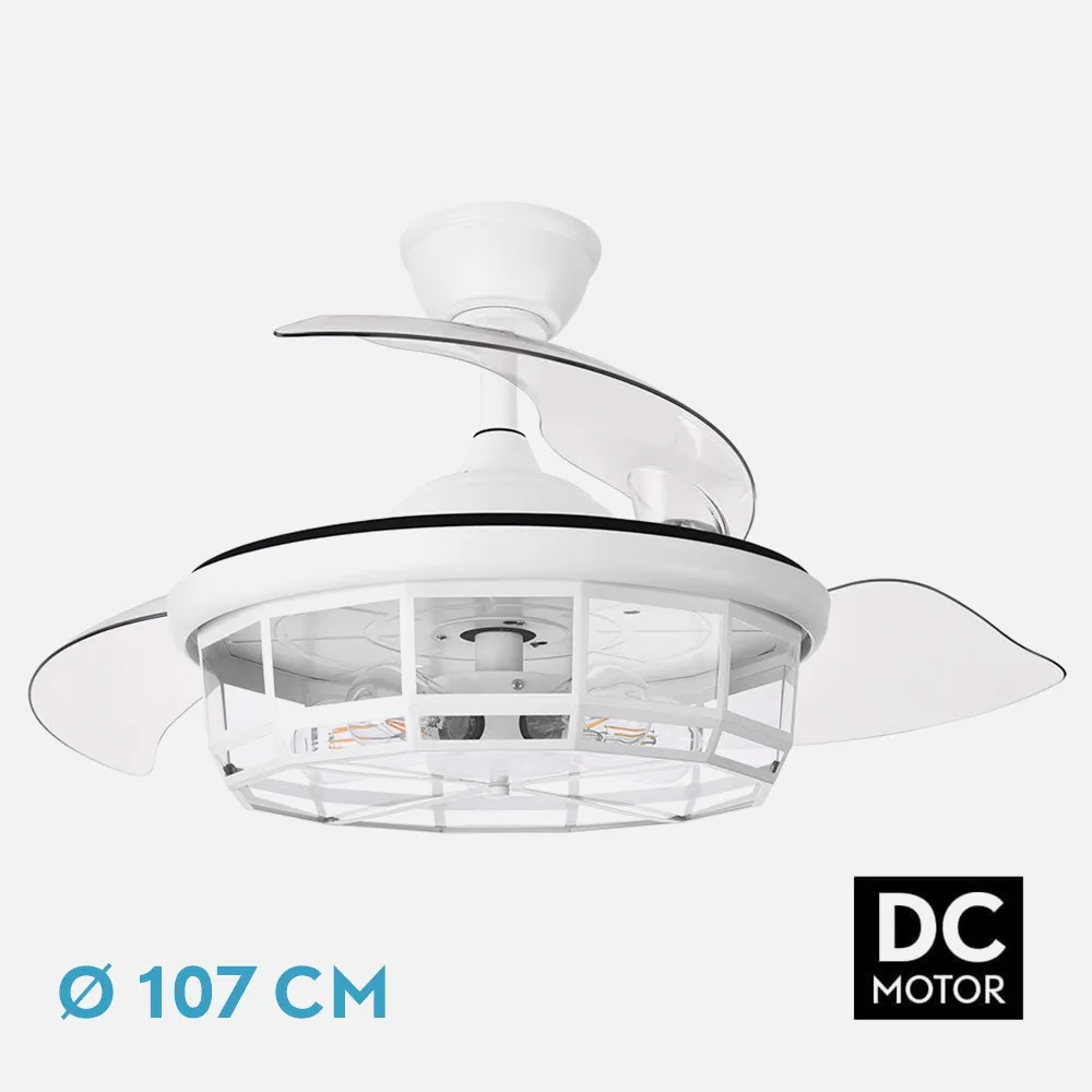 222691301 - Ventilador Dc Tornado Blanco 5xe27 107d 3aspas Desplegables 6velocidades C/remoto Y Temporizador
