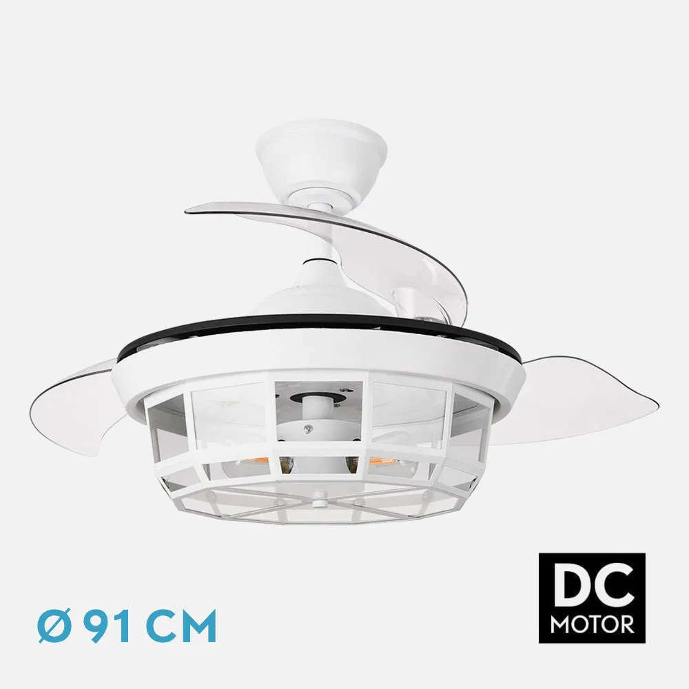 222699001 - Ventilador Dc Tornado Mini Blanco 3xe27 91d 3aspas Desplegables 6velocidades C/remoto Y Temporizador