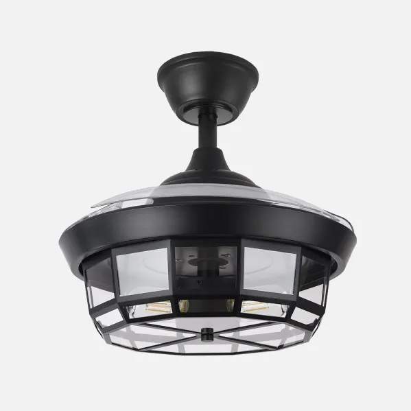 Ventilador Dc Tornado Mini Negro 3xe27 91d 3aspas Desplegables 6velocidades C/remoto Y Temporizador