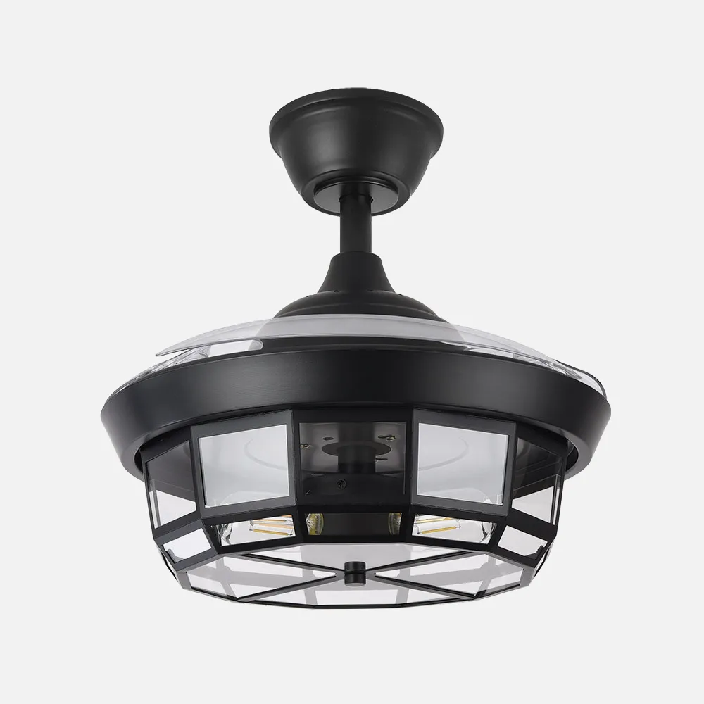Ventilador Dc Tornado Mini Negro 3xe27 91d 3aspas Desplegables 6velocidades C/remoto Y Temporizador