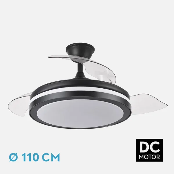 Ventilador Dc Esparta Plus 72w 6120lm Negro 107d 3aspas Desp.3000-4000-6000k Remoto+ Temporizador+ Memoria