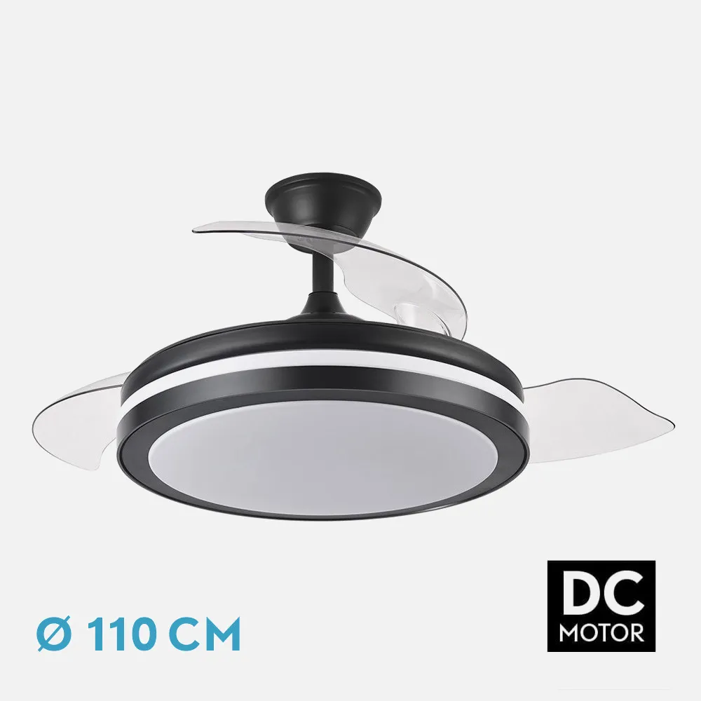 184791409 - Ventilador Dc Esparta Plus 72w 6120lm Negro 107d 3aspas Desp.3000-4000-6000k Remoto+ Temporizador+ Memoria