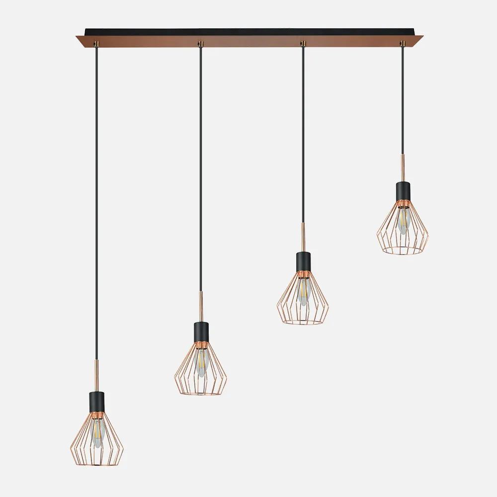 153594073 - Pendant light St. Petersburg 4xe14 Black/copper Regx83x13 Cm