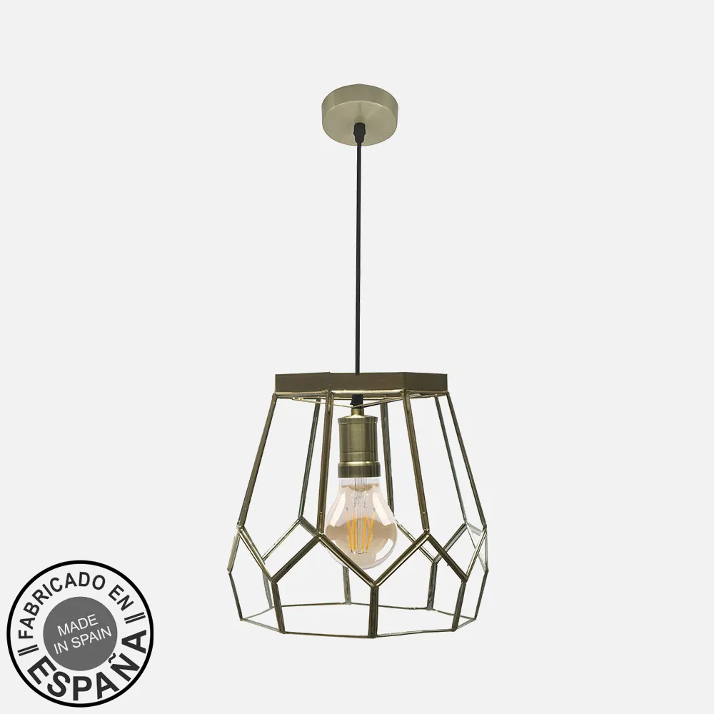 221192514 - Colgante Lente Grande 1xe27 Cuero Regx25x25cm