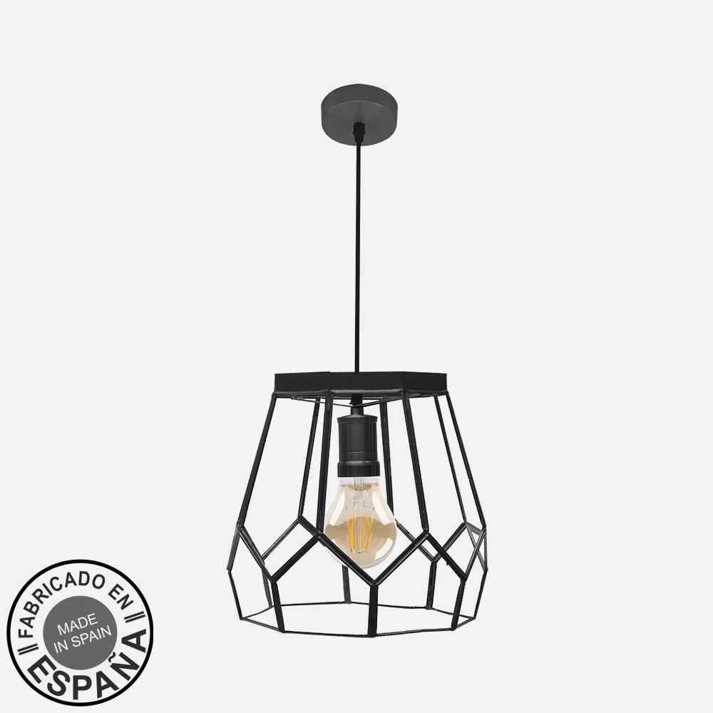221192509 - Colgante Lente Grande 1xe27 Negro Regx25x25cm